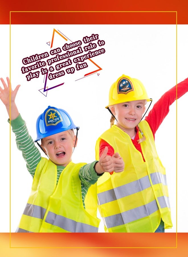 Skyebed 3 Pcs Plastic Fireman Hat Police Engineer Helmet Construction Career Role Play Hard Hats for Kids Toddler Cosplay Dress (Color Style 1) - Image 5